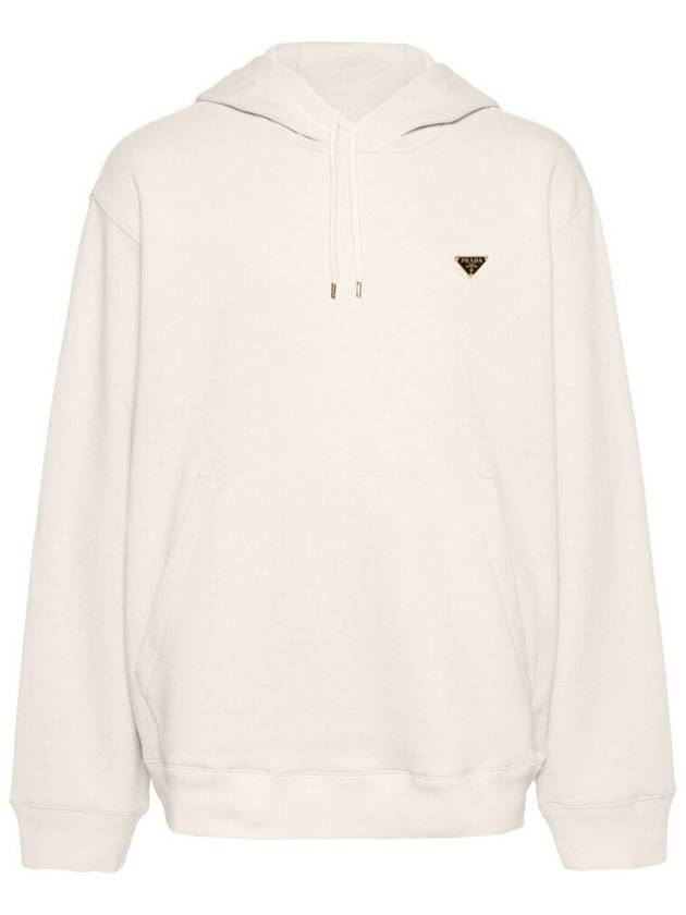 Prada Cotton Fleece Hoodie Natural - PRADA - BALAAN 1