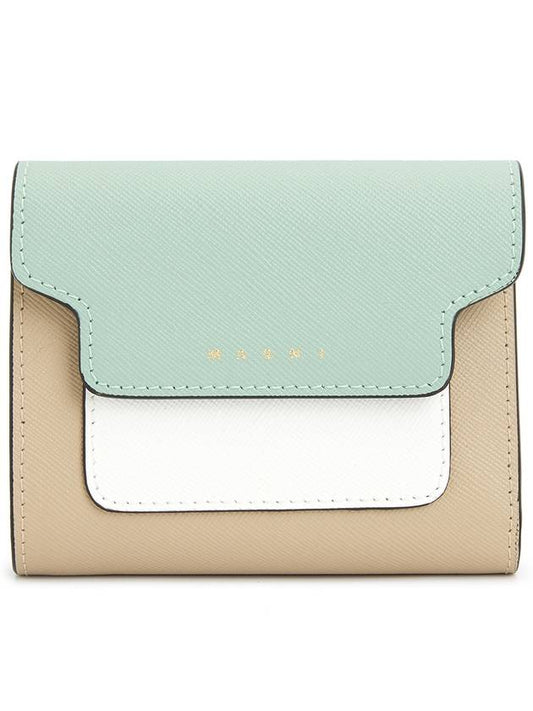 Saffiano Tri-Fold Half Wallet Blue - MARNI - BALAAN 2