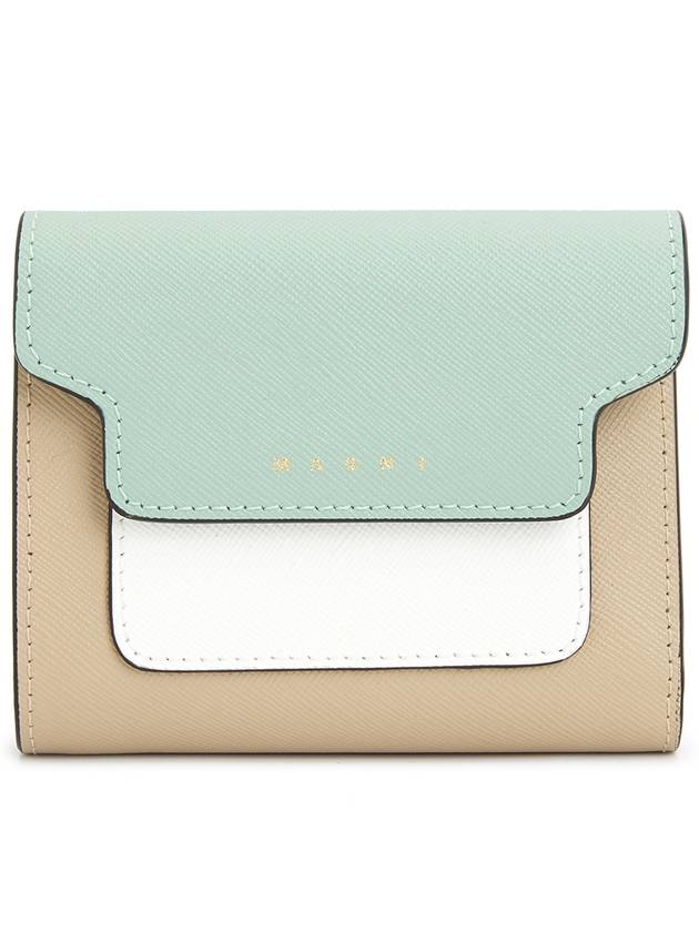 Saffiano Tri-Fold Half Wallet Blue - MARNI - BALAAN 2