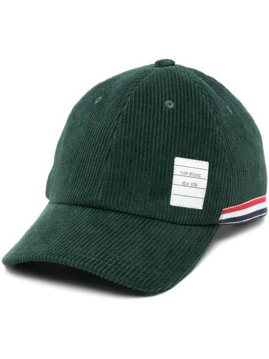 Logo Patch Corduroy Ball Cap Green - THOM BROWNE - BALAAN 1