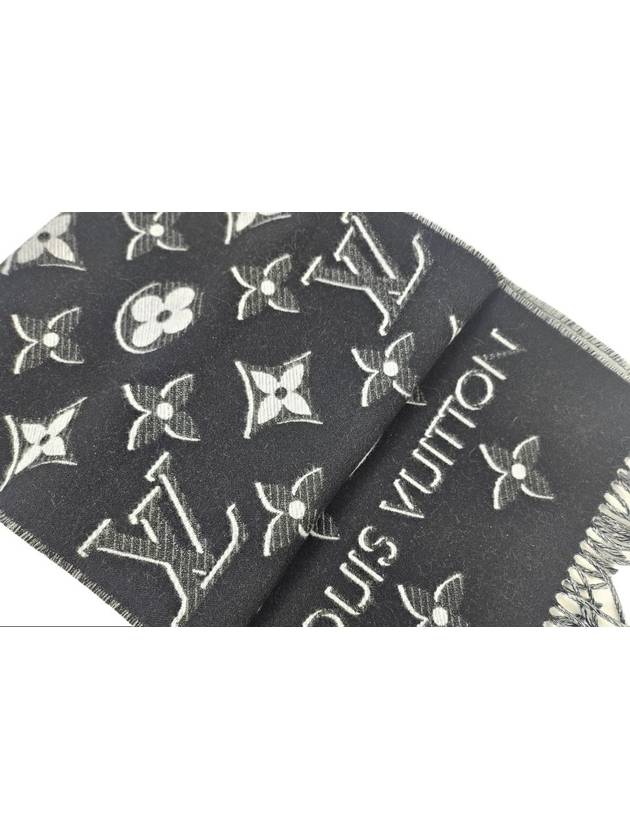 LV Essential Monogram Shine Wool Scarf Black - LOUIS VUITTON - BALAAN 6