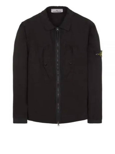 Heavy Duty Cotton Ripstop Over Long Sleeve Shirt Black - STONE ISLAND - BALAAN 1