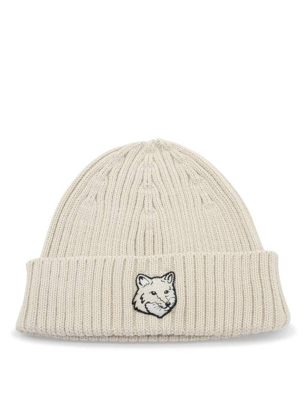 Wool Fox Head Beanie Light Beige - MAISON KITSUNE - BALAAN 1