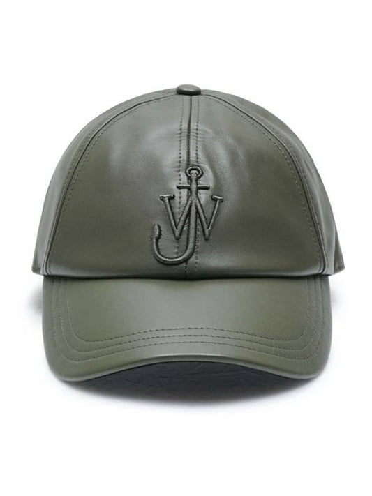 Embroidered Logo Leather Baseball Cap Olive - JW ANDERSON - BALAAN 2