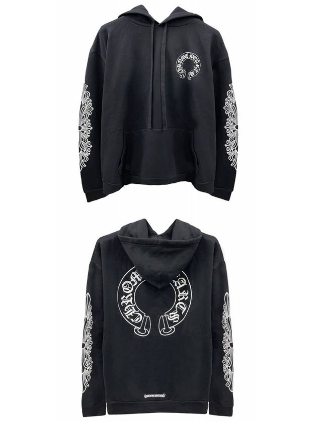 140112000217 Horseshoe Floral Hooded Sweatshirt Black Men s T Shirt TEO - CHROME HEARTS - BALAAN 4