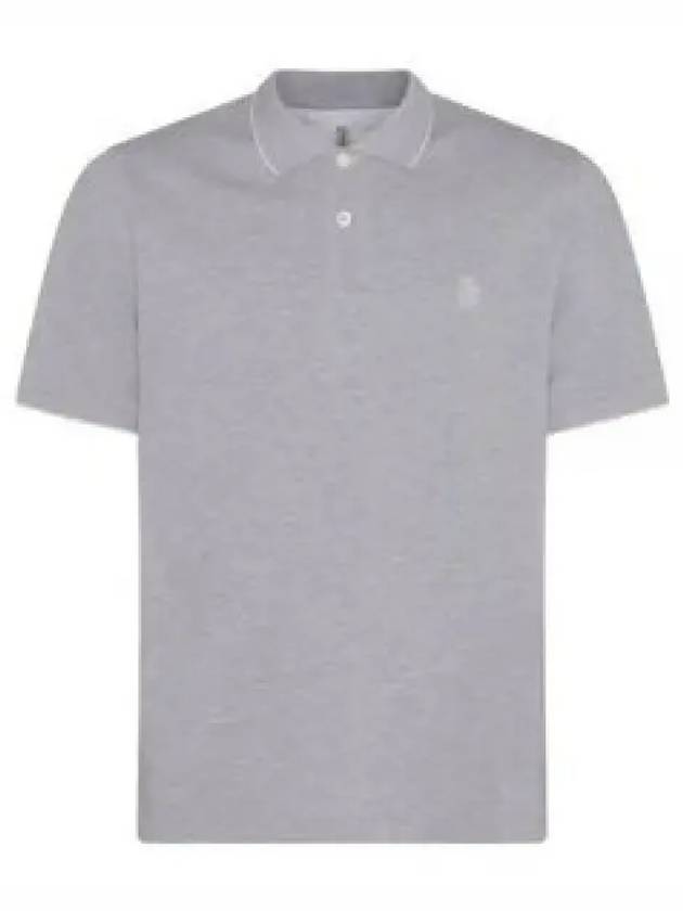 Logo Embroidered Short Sleeve Polo Shirt Grey - BRUNELLO CUCINELLI - BALAAN 2