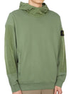 Garment Dyed Cotton Fleece Badge Hoodie Green - STONE ISLAND - BALAAN 4