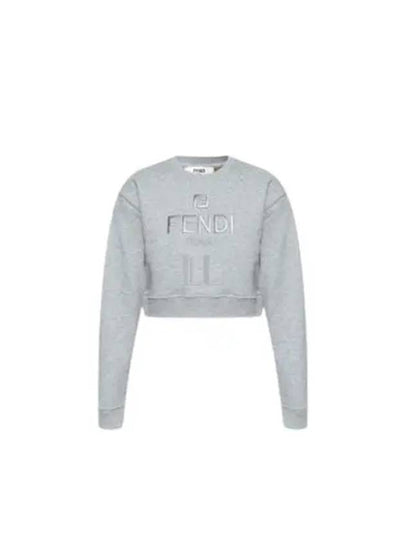 Crewneck Cropped Sweater Grey - FENDI - BALAAN 2