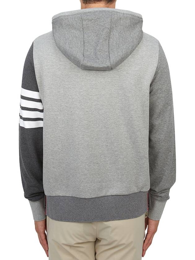 Panel Drawstring Cotton Hoodie Grey - THOM BROWNE - BALAAN 4