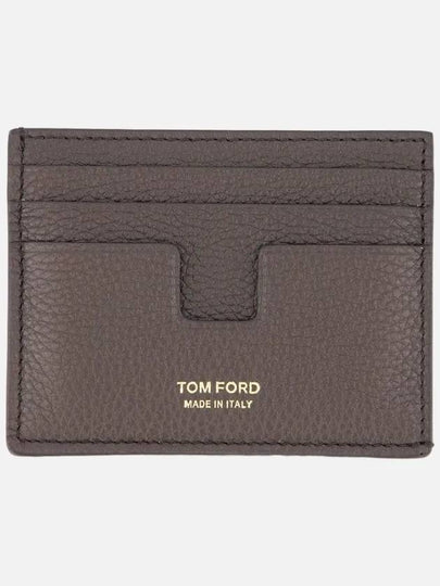 T-Line Logo Grain Leather Card Wallet Brown - TOM FORD - BALAAN 2