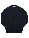 ORB Embroidery Logo V Neck Cardigan Navy - VIVIENNE WESTWOOD - BALAAN 3