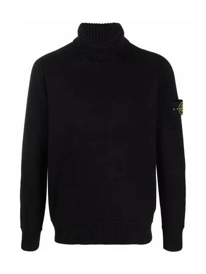 Waffen Patch Cotton Knit Turtleneck Black - STONE ISLAND - BALAAN 2