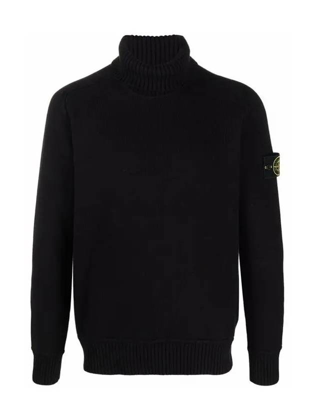 Waffen Patch Cotton Knit Turtleneck Black - STONE ISLAND - BALAAN 3