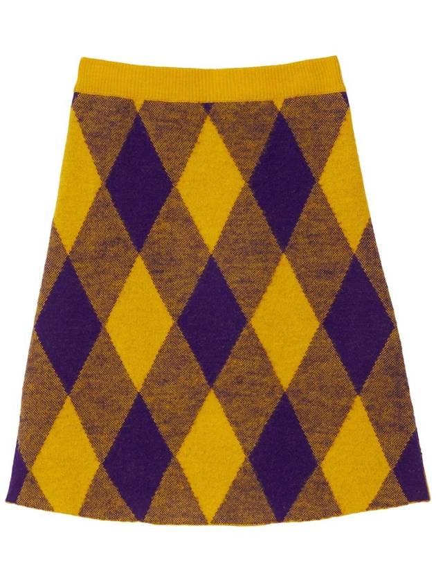 Argyle Check Pattern Knit A-Line Skirt Yellow - BURBERRY - BALAAN 2