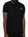 Stretch Cotton Pique Short Sleeve Polo Shirt Black - STONE ISLAND - BALAAN 3