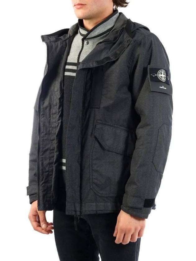 Wappen Patch Reflective Weave Ripstop TC Hooded Jacket Charcoal - STONE ISLAND - BALAAN 3