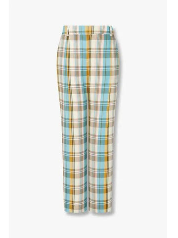 30 9 29 PS Women s Tartan Check Pleated Pants Camel - PAUL SMITH - BALAAN 1