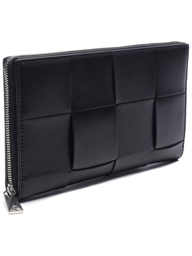 Intrecciato Zipper Around Medium Wallet Black - BOTTEGA VENETA - BALAAN 4