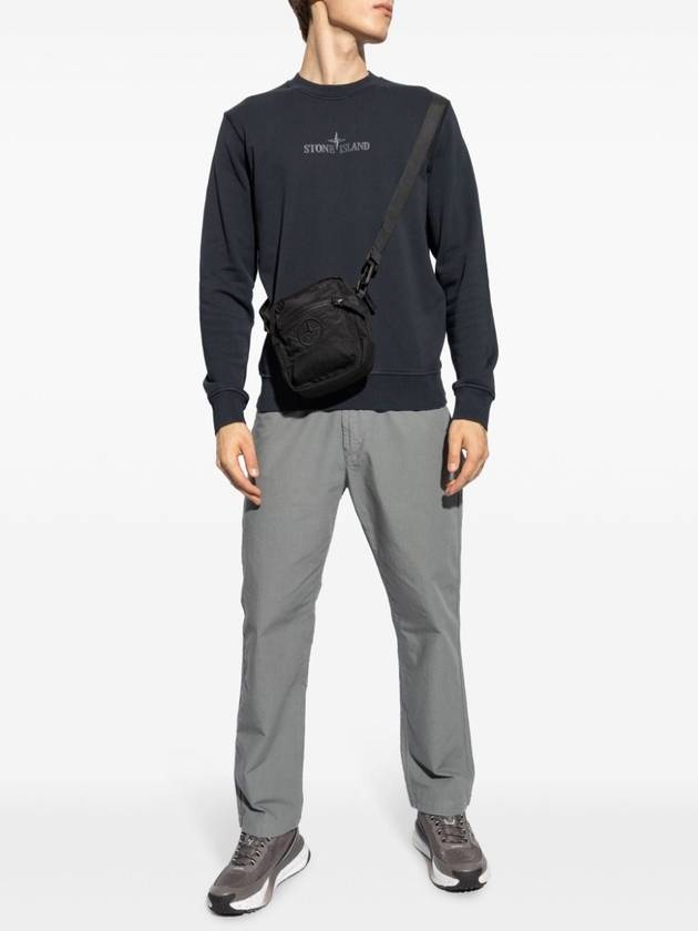 Cotton Fleece Crew Neck Sweatshirt Navy - STONE ISLAND - BALAAN 3