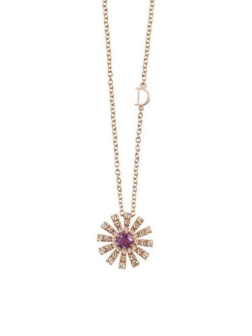 Pink gold necklace 16 mm set with brown diamonds and amethysts 20072766 - DAMIANI - BALAAN 1