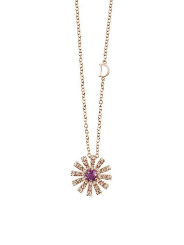 Pink gold necklace 16 mm set with brown diamonds and amethysts 20072766 - DAMIANI - BALAAN 1