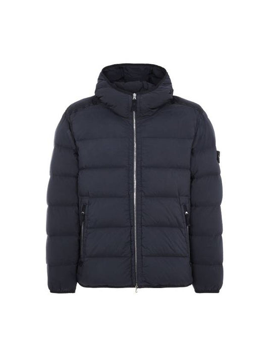 Seamless Logo Nylon Hooded Down Jacket Navy - STONE ISLAND - BALAAN 2