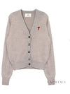 Heart Logo Wool Cardigan Brown - AMI - BALAAN 9