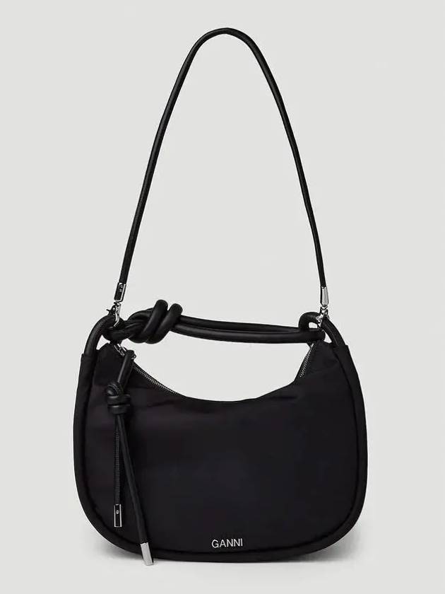 Knot Mini Nylon Shoulder Bag Black - GANNI - BALAAN 6