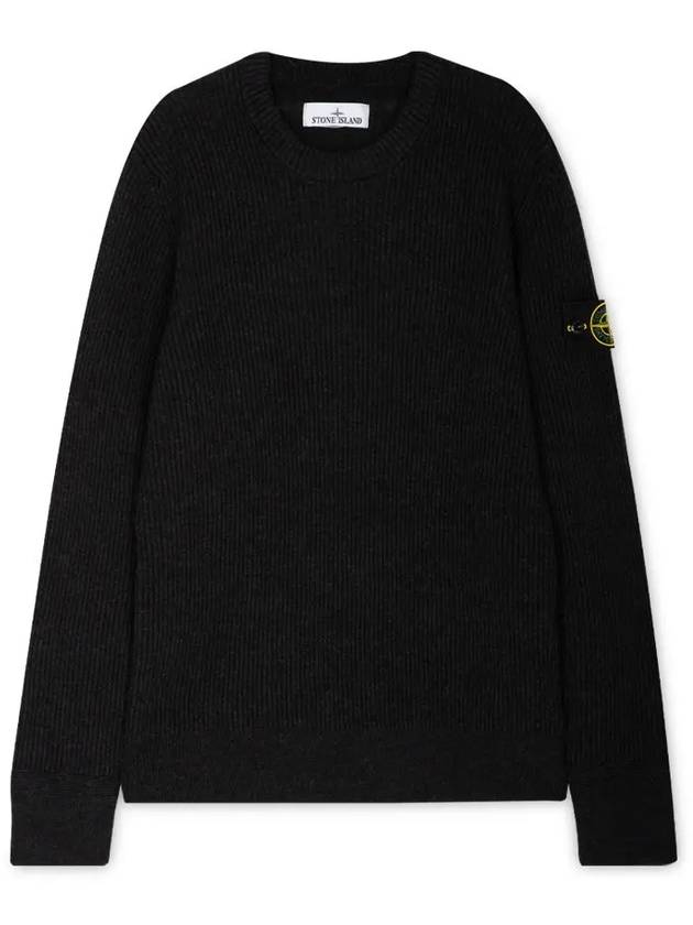 Crewneck Full Rib Wool Knit Top Melange Charcoal - STONE ISLAND - BALAAN 2