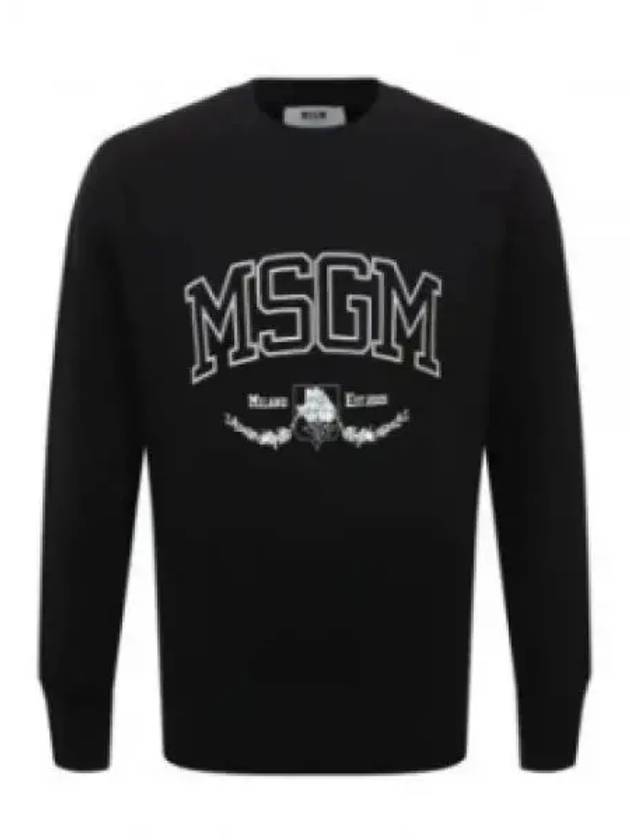 Logo Print Cotton Sweatshirt Black - MSGM - BALAAN 2