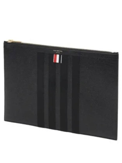 diagonal striped leather clutch bag black - THOM BROWNE - BALAAN 2