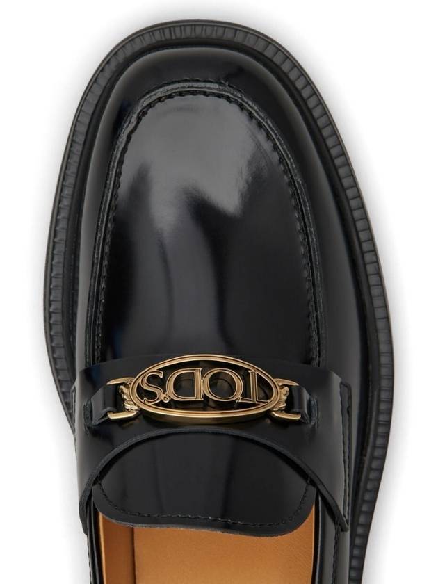 Metal Logo Leather Loafers Black - TOD'S - BALAAN 6