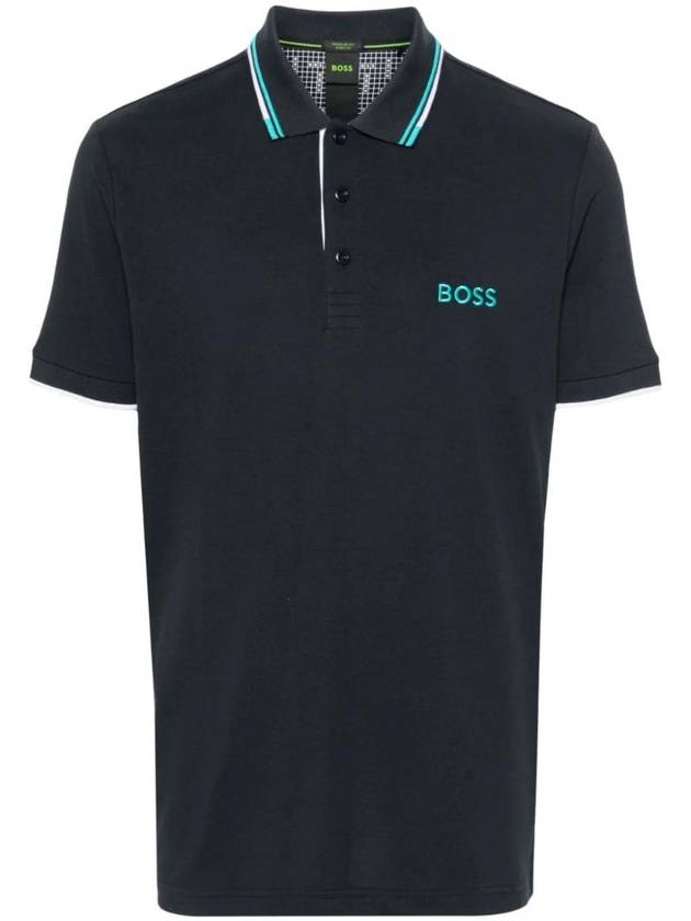 Paddy Pro Logo Embroidered Cotton Polo Shirt Navy - HUGO BOSS - BALAAN 1