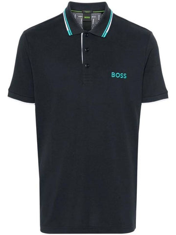 Paddy Pro Logo Embroidered Cotton Polo Shirt Navy - HUGO BOSS - BALAAN 1