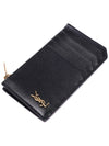 Monogram Leather Gold Zipper Card Wallet Black - SAINT LAURENT - BALAAN 6