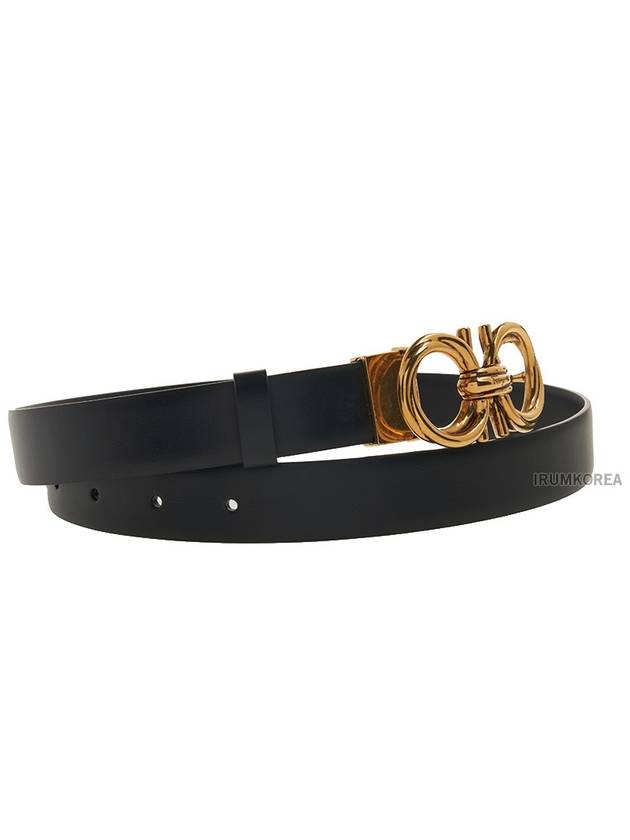 Adjustable Gancini Leather Belt Black - SALVATORE FERRAGAMO - BALAAN 4