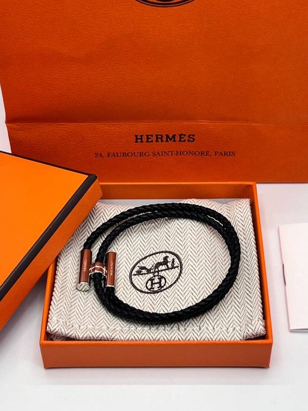 Tunis Tresse Palladium Bracelet Noir - HERMES - BALAAN 3