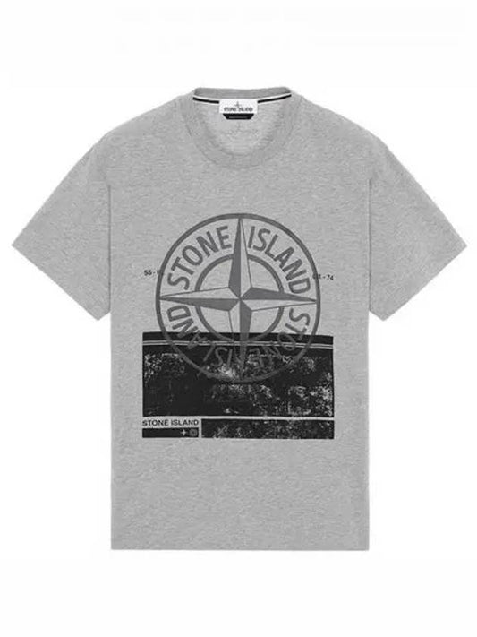 74152NS65 V0M64 Logo Painting Printing Short Sleeve T shirt Gray Men s TJ 270041 - STONE ISLAND - BALAAN 1