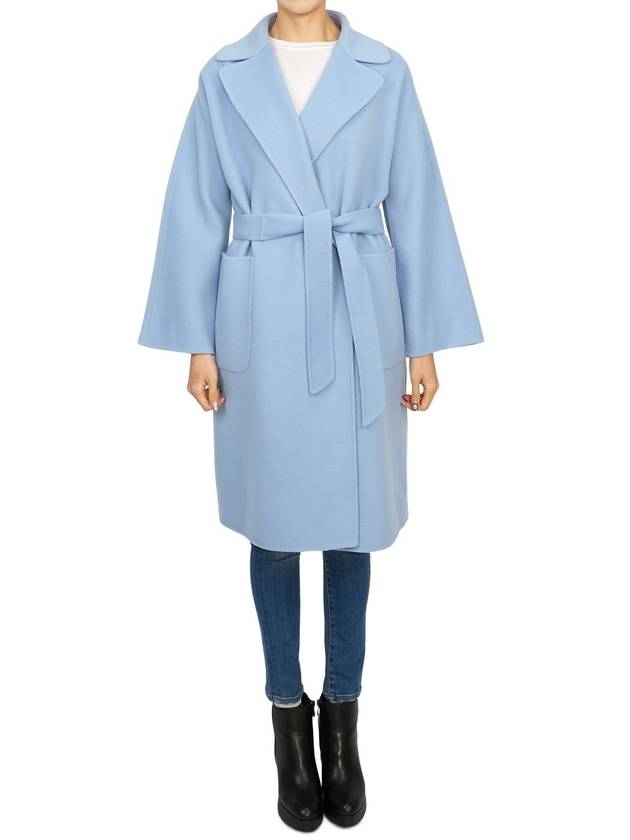 Rovo Wrap Wool Singe Coat Light Blue - MAX MARA - BALAAN 2