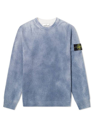 Wappen Patch Handspray Cotton Knit Top Blue Marine - STONE ISLAND - BALAAN 1