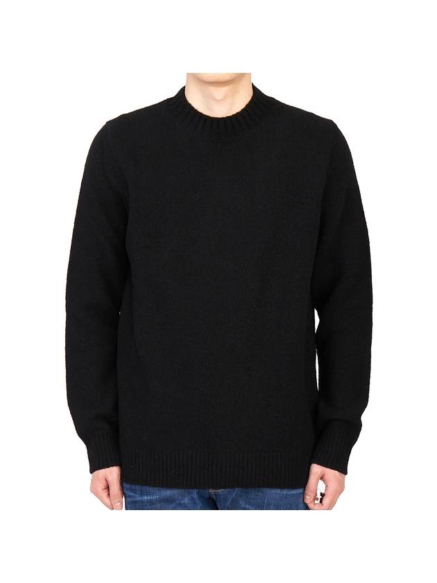 Men's Crew Neck Wool Knit Top Black - TEN C - BALAAN 1