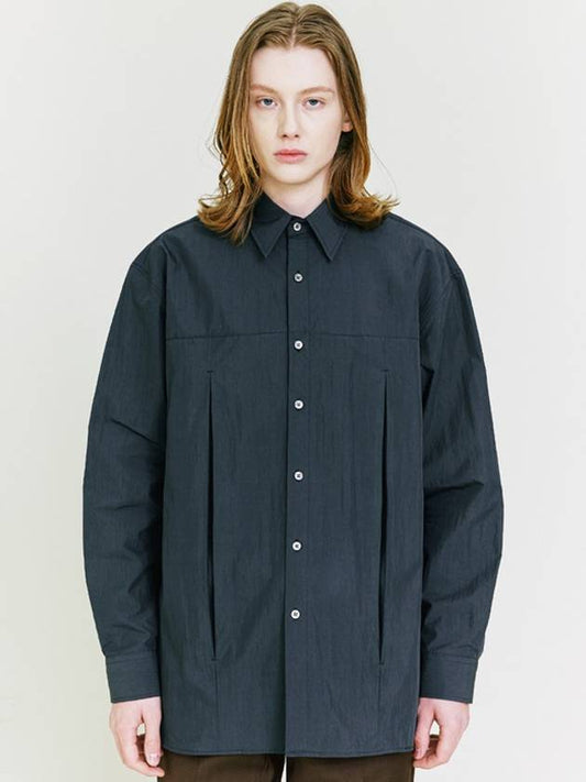 Compact cotton double vent relaxed fit shirt navy - S SY - BALAAN 1