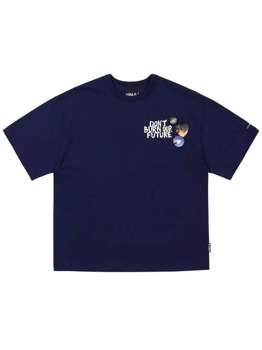 Money Earn Our Future Logo Short Sleeve T-Shirt Navy - AJOBYAJO - BALAAN 1