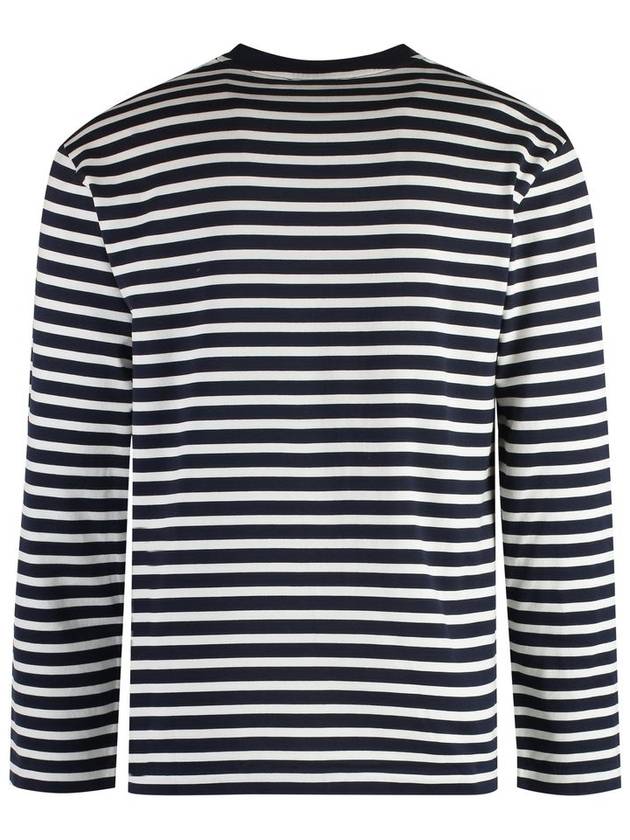 Fox Logo Stripe Long Sleeve T-Shirt Navy - MAISON KITSUNE - BALAAN 3