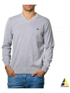 V Neck Cotton Classic Fit Knit Top Grey - LACOSTE - BALAAN 2