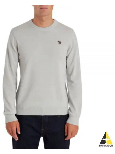 Zebra Patch Crew Neck Knit Top Light Grey - PAUL SMITH - BALAAN 2