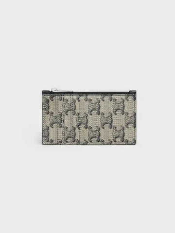 Zipper card wallet Triomphe canvas calfskin 10B682GC3 02SI - CELINE - BALAAN 1