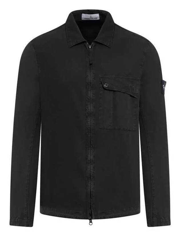 Old Treatment Garment Dyed Overshirt Jacket Black - STONE ISLAND - BALAAN 2