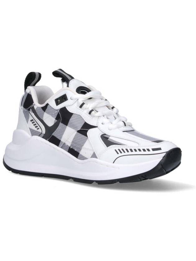 Check Pattern Leather Low Top Sneakers Black White - BURBERRY - BALAAN 3