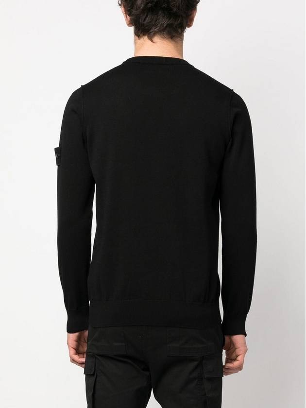 Logo Patch Knit Top Black - STONE ISLAND - BALAAN 4